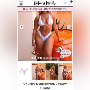 Kulani kinis Y Cheeky Bikini Bottom - Candy Clouds 2X